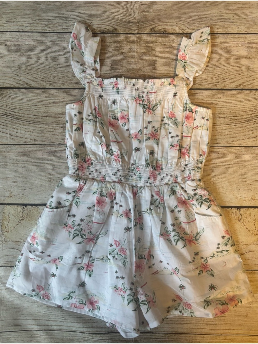 Janie and Jack white with flowers Romper sz. 6 NWT